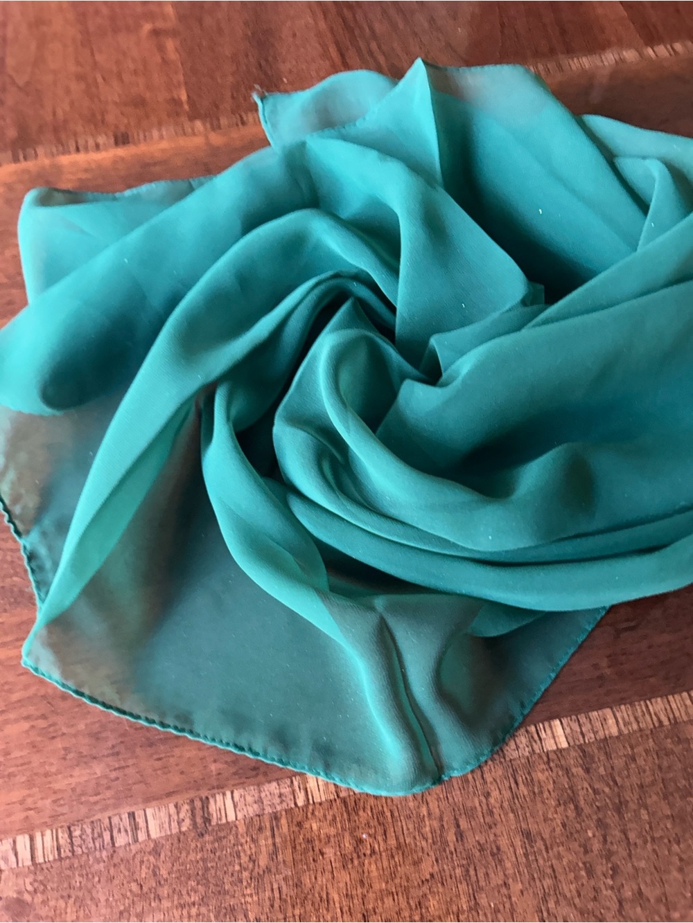 Emerald Green Lightweight Women's Scarf hand rolled 26“ x 26“